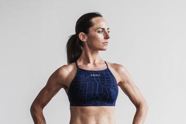 Nobull High-Neck Women's Sports Bras Navy | Australia (MB3942)